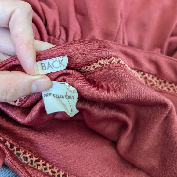 Vintage 70's Rust Red Flowy Dress - Picture 5 of 5